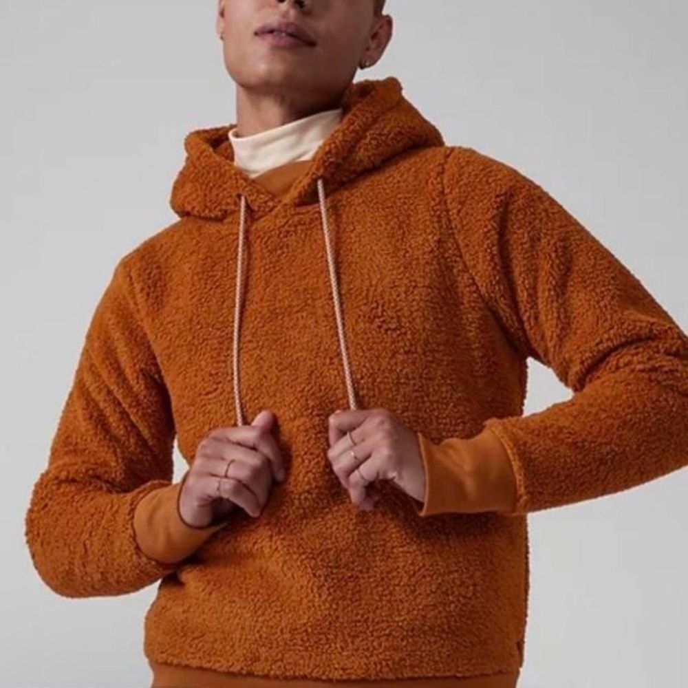 Athleta Brown Orange Tugga Cozy Sherpa Hoodie - Size Small - EUC
